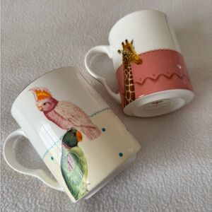 Yvonne Ellen Anthropologie giraffe parrot mugs